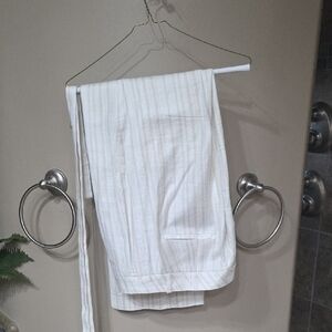 White House Black Market Cream Striped Pants